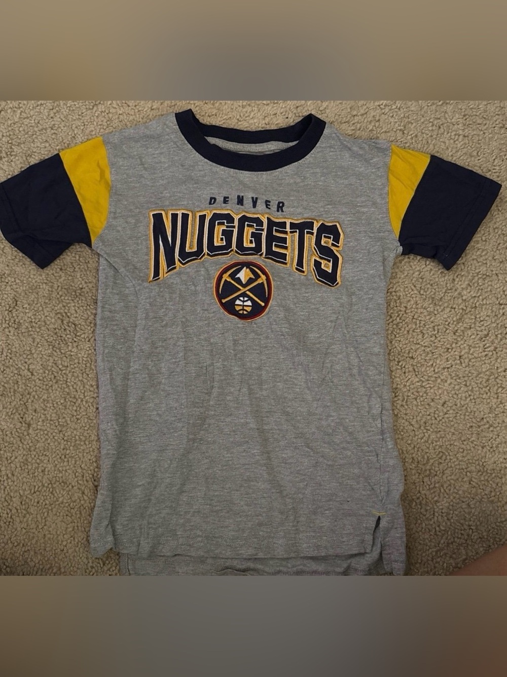 NBA Denver Nuggets Grey, Navy & Yellow Short Sleeve Kids Tee